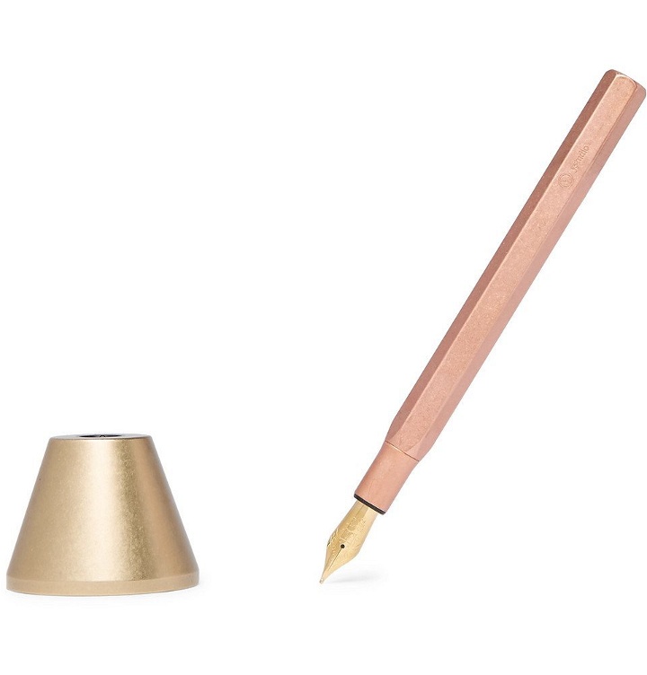 Photo: Ystudio - Brass and Copper Desk Fountain Pen and Holder - Copper