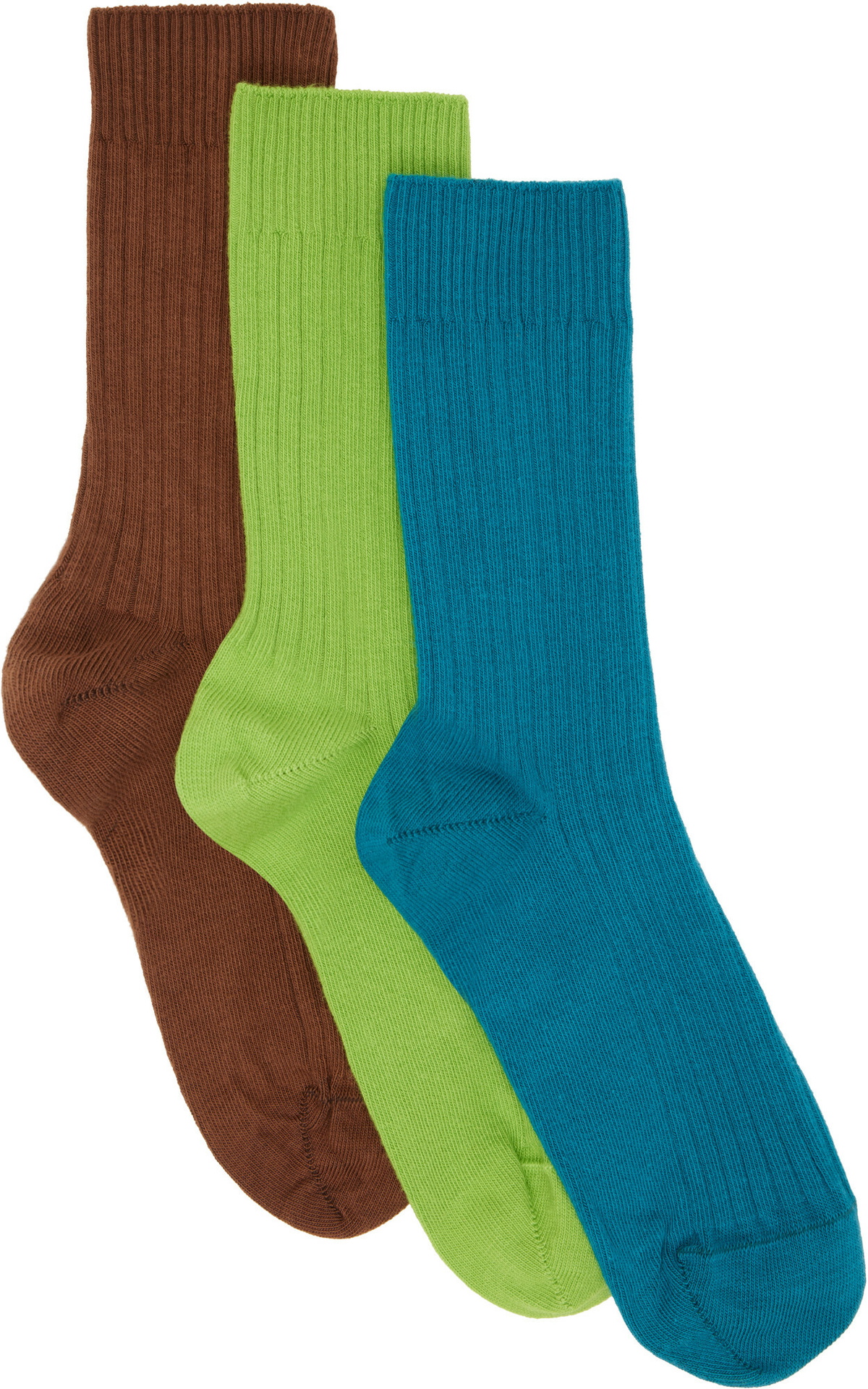 Baserange Three-Pack Multicolor Cotton Rib Overankle Socks