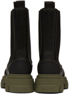 GANNI Black & Green Leather Chelsea Boots