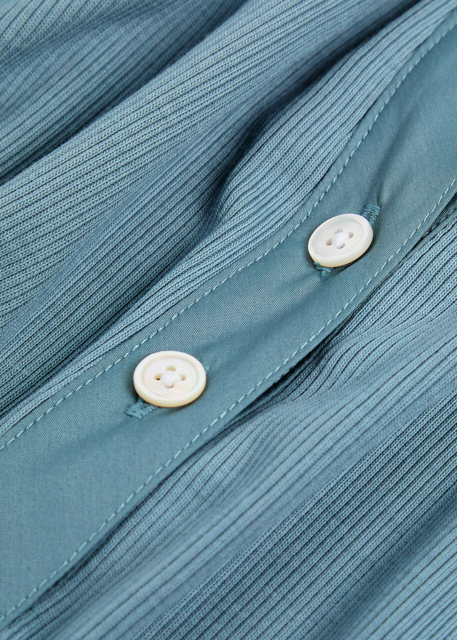Veronica Beard Coralee Ribbed Stretch-cotton top Blue