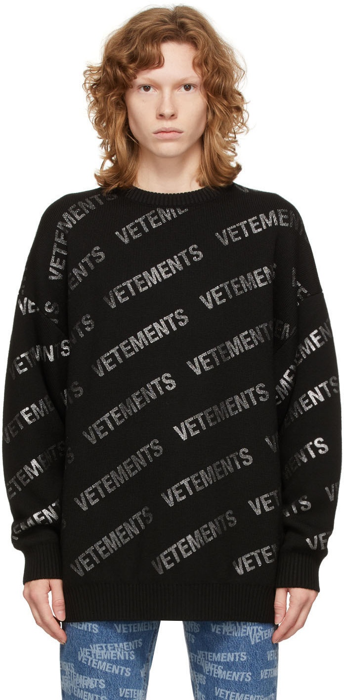 VETEMENTS Black Knit Monogram Sweater Vetements