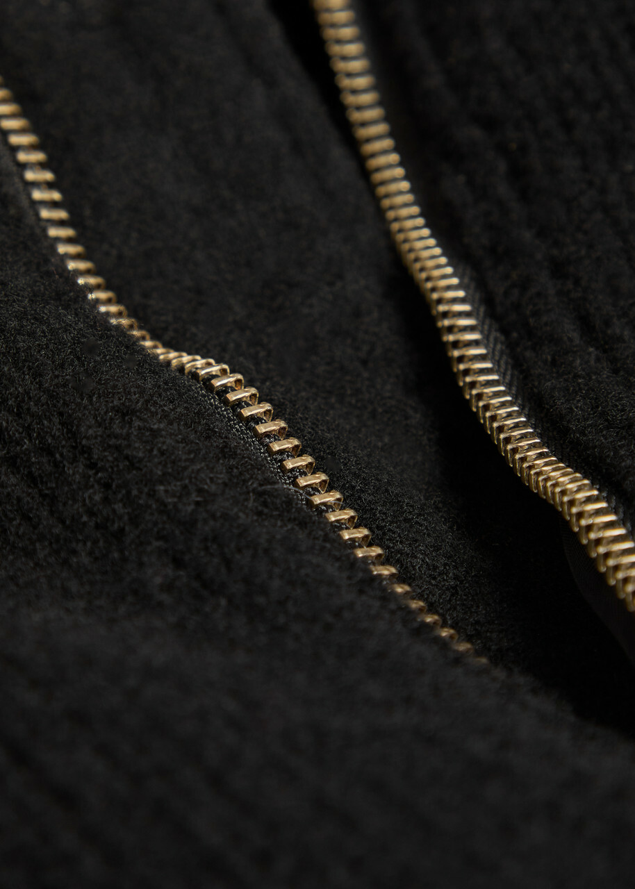 Vowels Fine-knit Wool Bomber Jacket Black