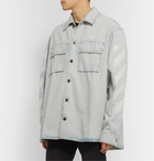 Off-White - Oversized Embroidered Denim Shirt - Blue