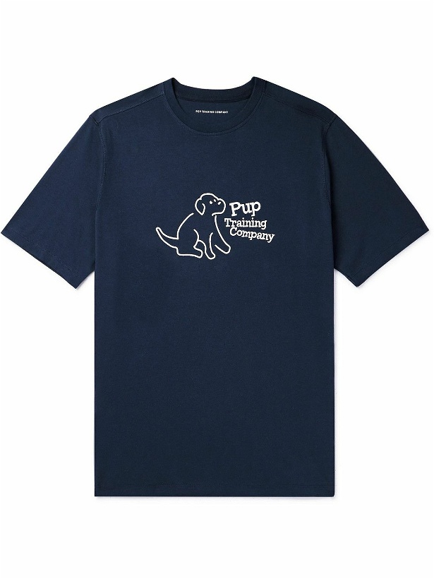 Photo: Pop Trading Company - Pup Training Printed Cotton-Jersey T-Shirt - Blue