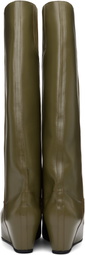 LAURA ANDRASCHKO Khaki Riding Buckle Tall Boots