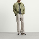 Stone Island Men's Cotton Herringbone Zip Shirt Jacket in Laurel Green