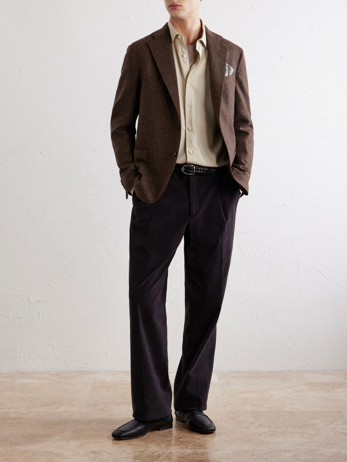 De Petrillo - Posillipo Wool and Cashmere-Blend Herringbone Blazer - Brown