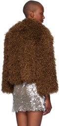 Anna Sui Tan Curly Faux-Fur Jacket