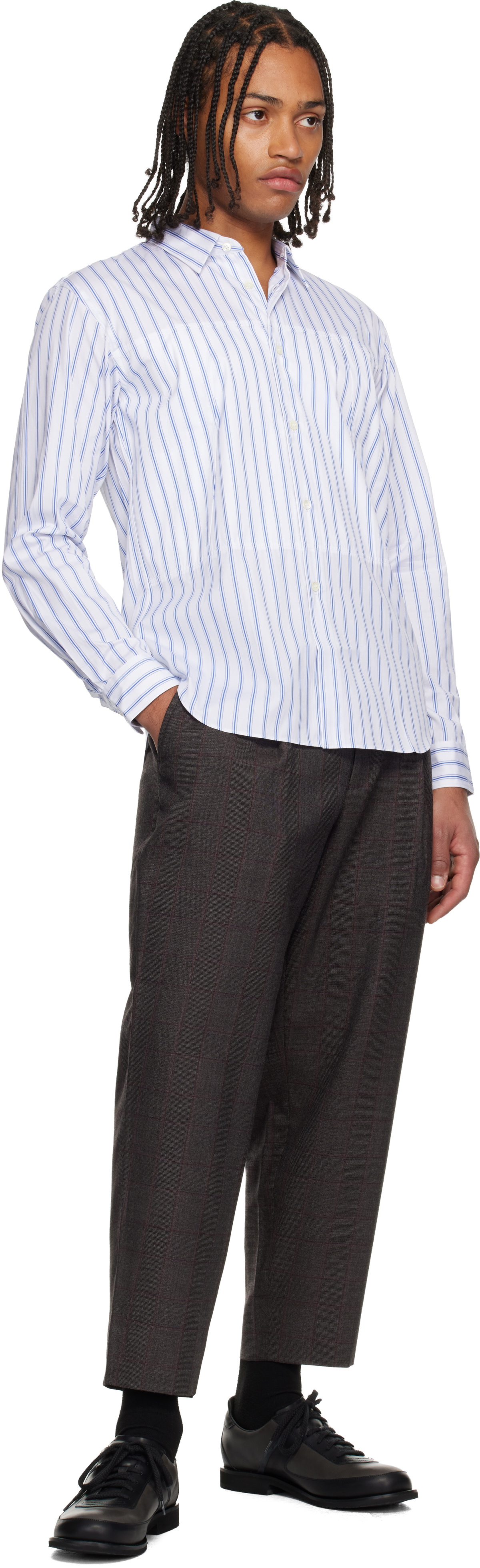 Comme des Garçons Homme Deux Navy & White Striped Shirt