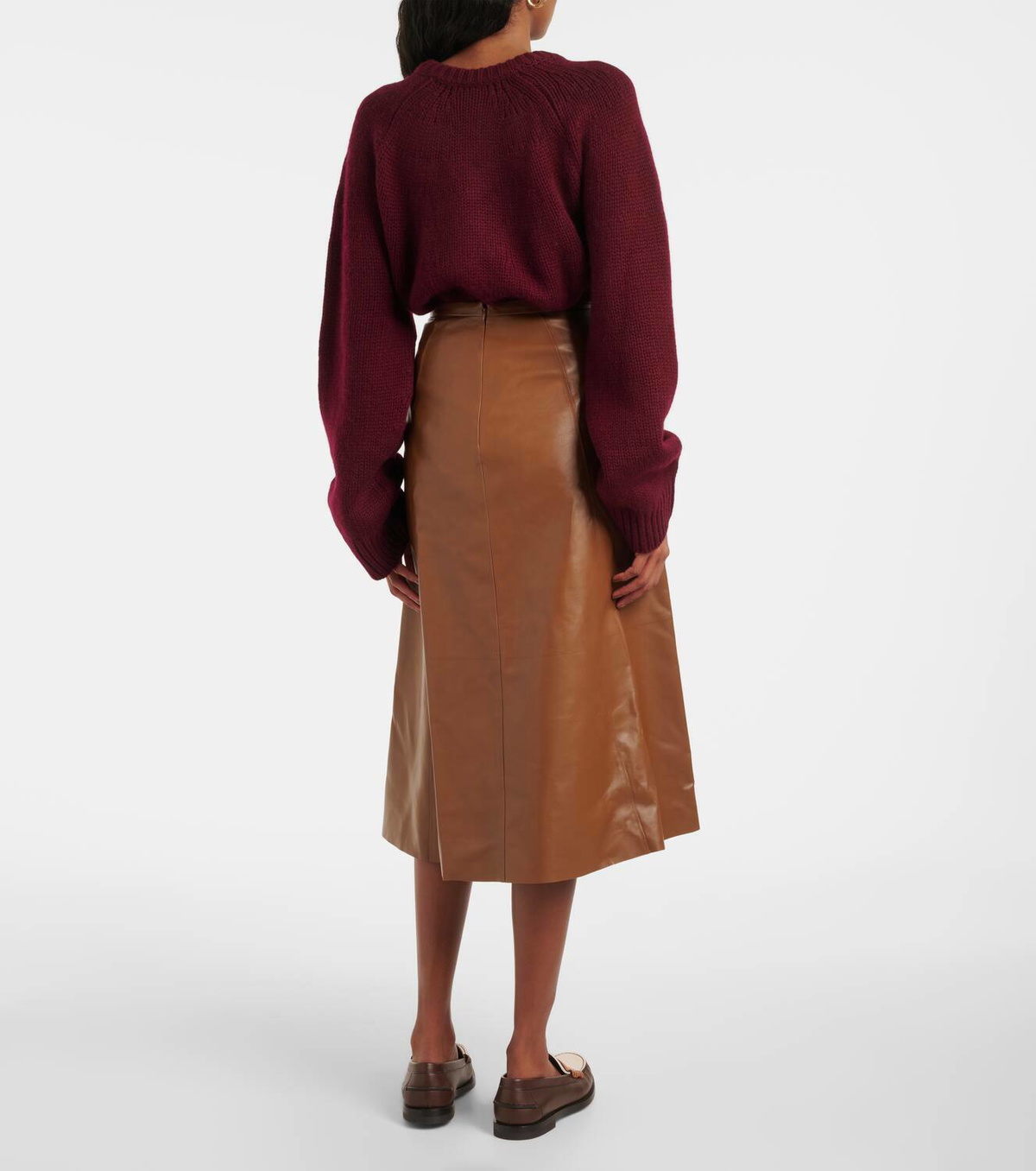 Fforme Selina leather midi skirt