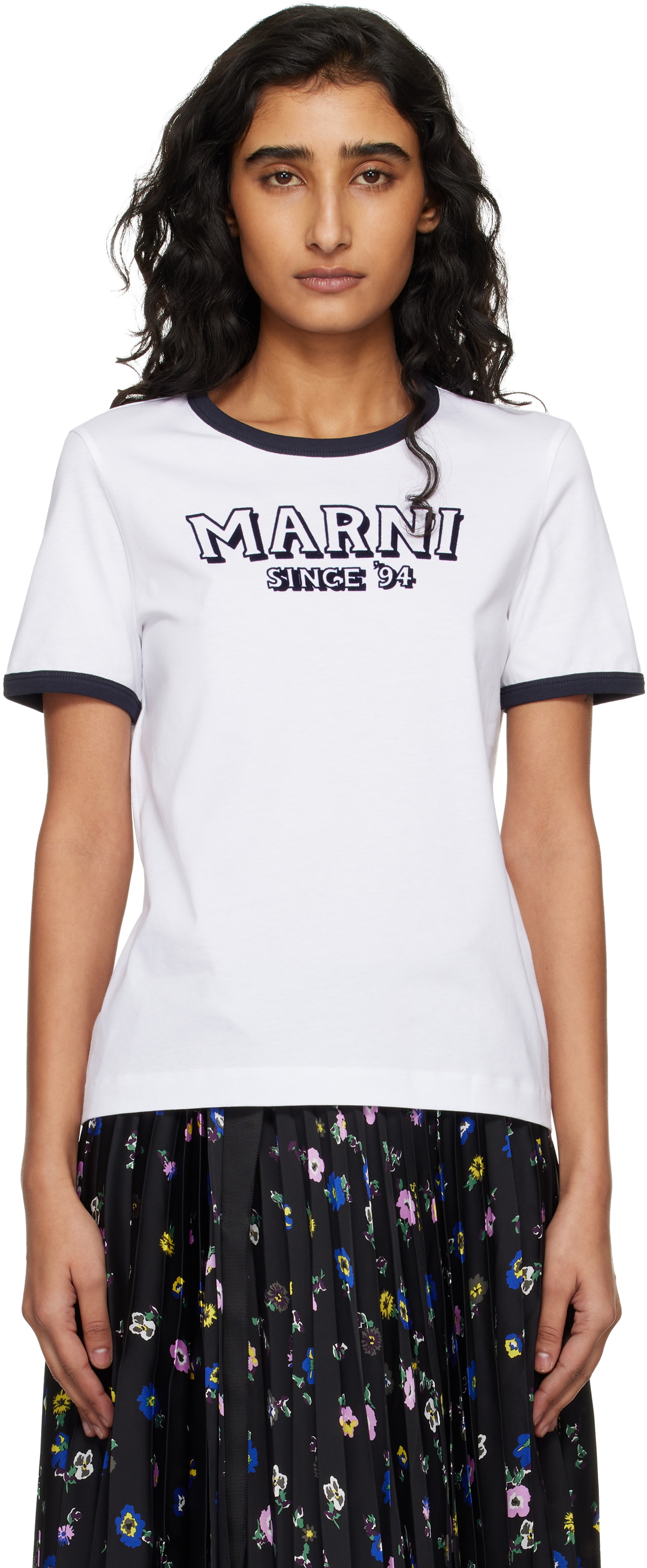 Marni White Flock Print Jersey T-shirt