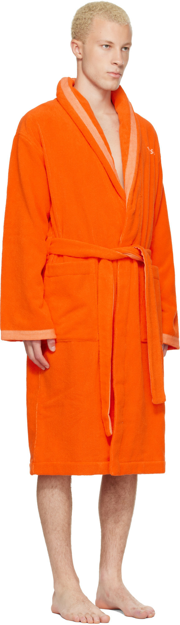 Versace Orange Cotton-Terry Jacquard Bathrobe