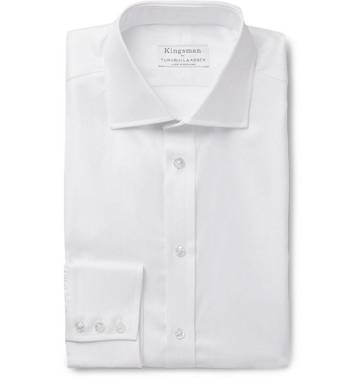 Photo: Kingsman - Turnbull & Asser White Herringbone Cotton Shirt - White
