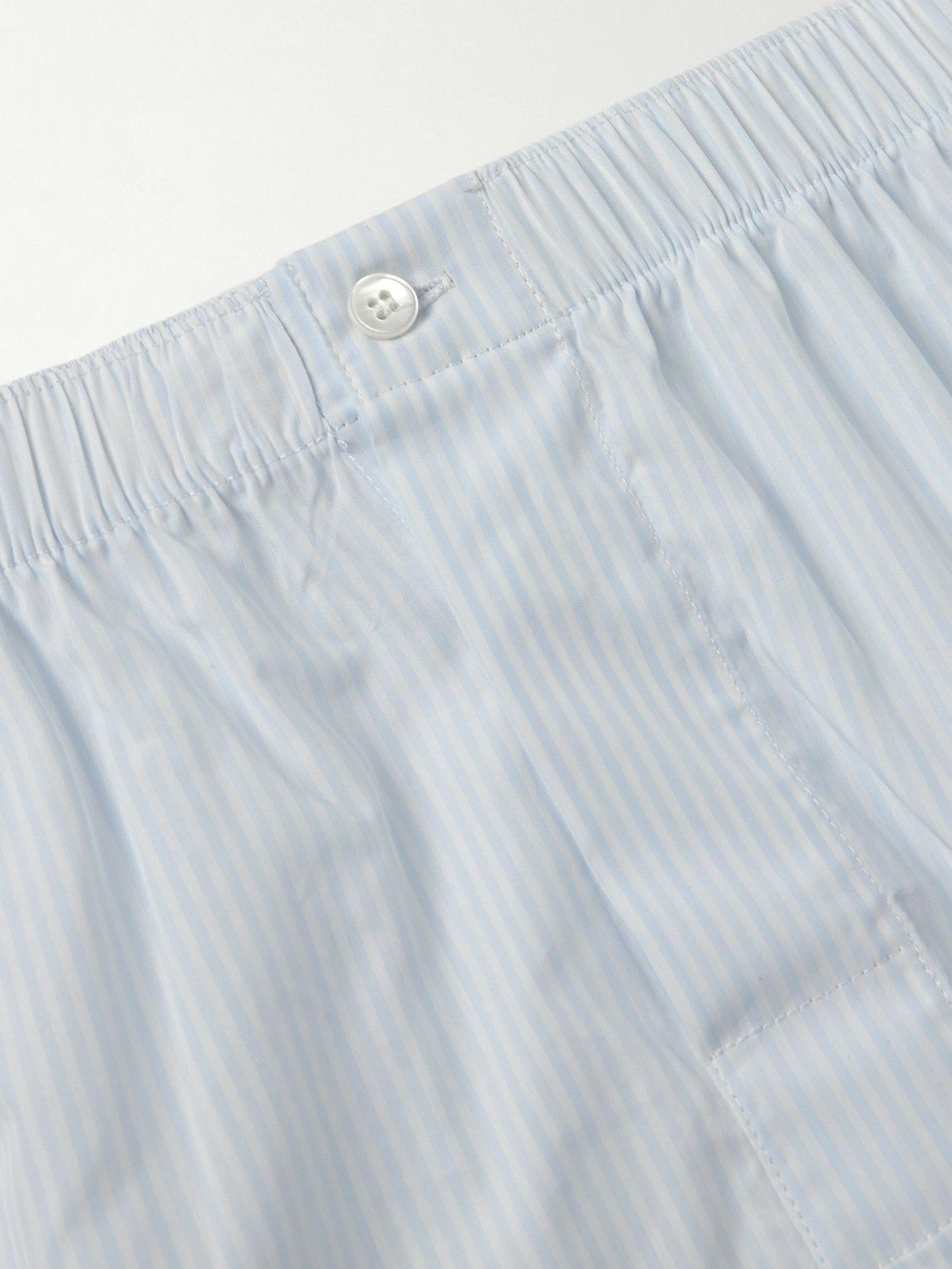 Zegna - Striped Cotton-Poplin Boxer Shorts - Blue