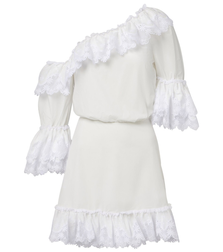 Photo: Saint Laurent Embroidered ruffled cotton poplin minidress
