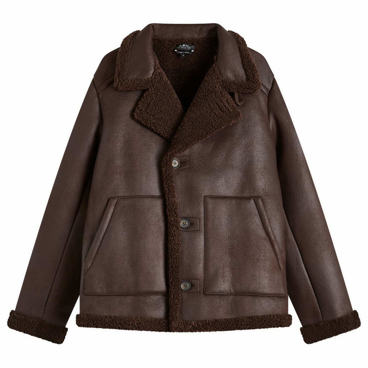 A.P.C. Men's Finn Faux Shearling Jacket in Dark Brown A.P.C.
