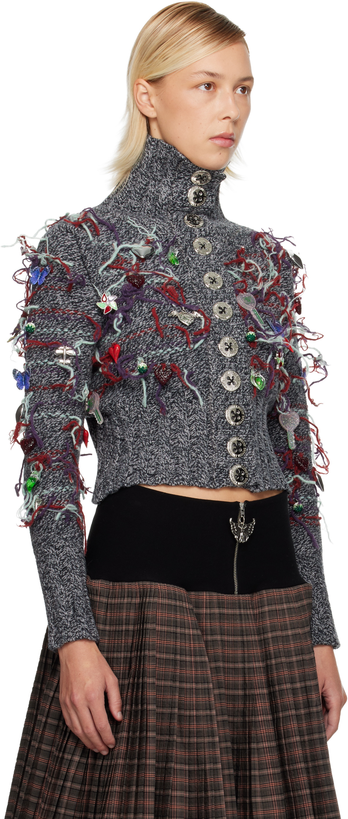 Chopova Lowena Gray Washed Up Cardigan
