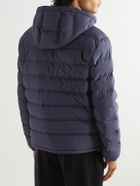 Zegna - Stratos Leather-Trimmed Quilted Shell Hooded Down Jacket - Blue