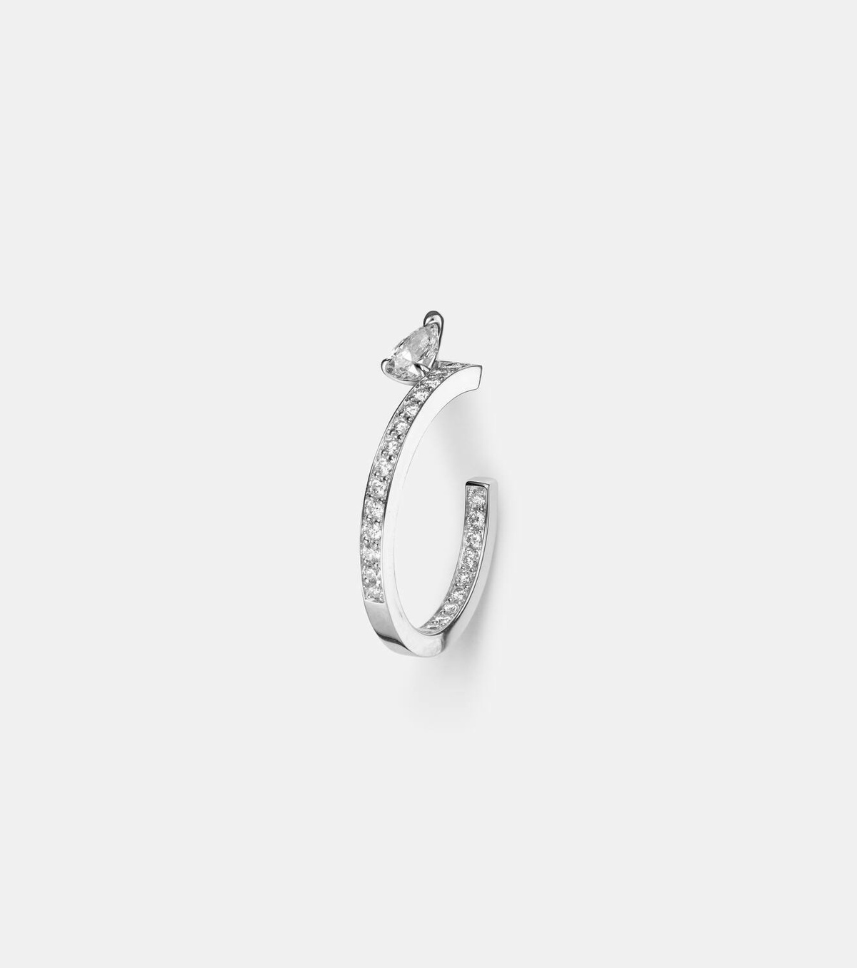 Repossi Serti Sur Vide 18kt white gold single hoop earring with diamonds