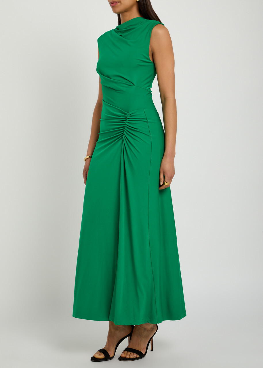Simkhai Acacia Draped Jersey Maxi Dress Green