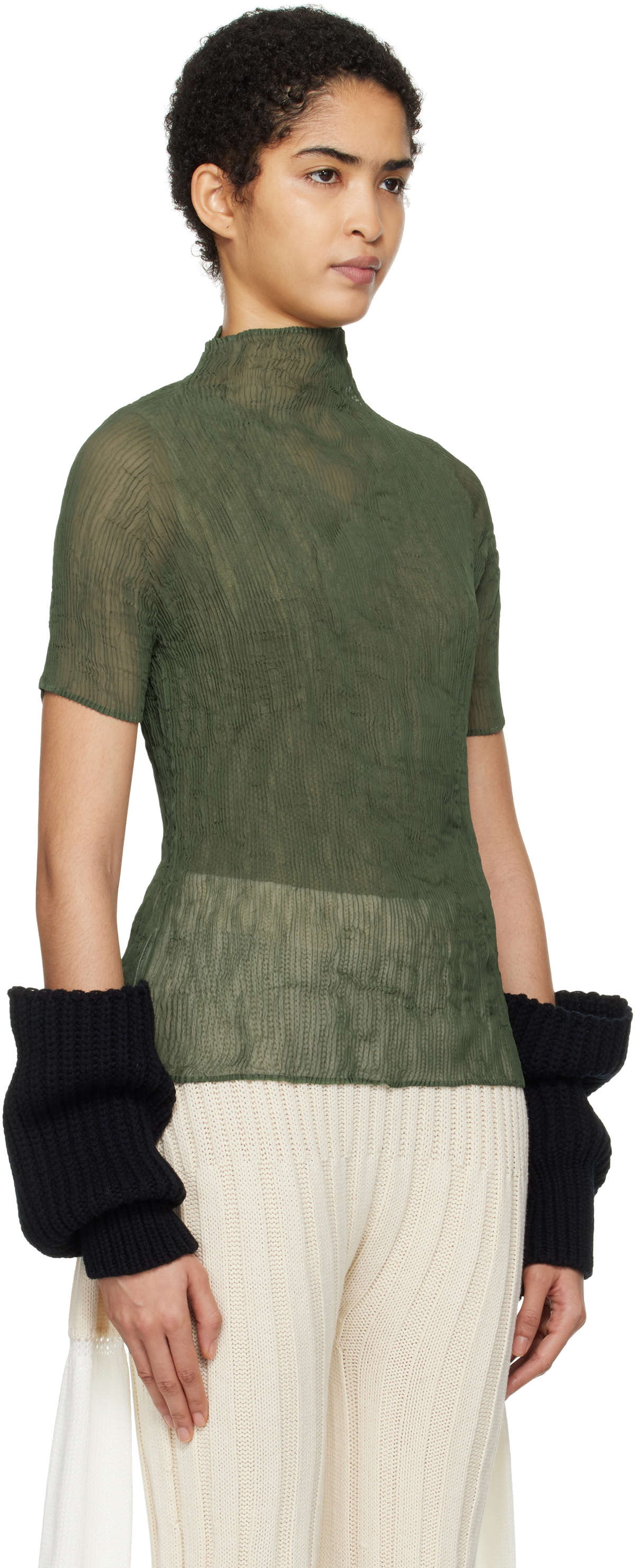 ISSEY MIYAKE Khaki Chiffon Twist 3 T-shirt