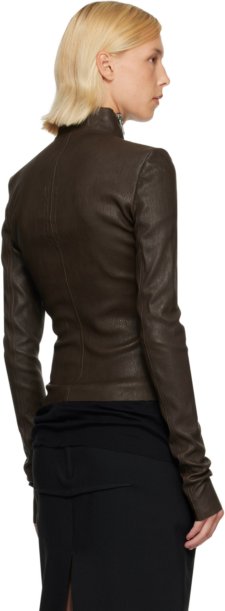 Rick Owens Brown Tower Gary Leather Jacket