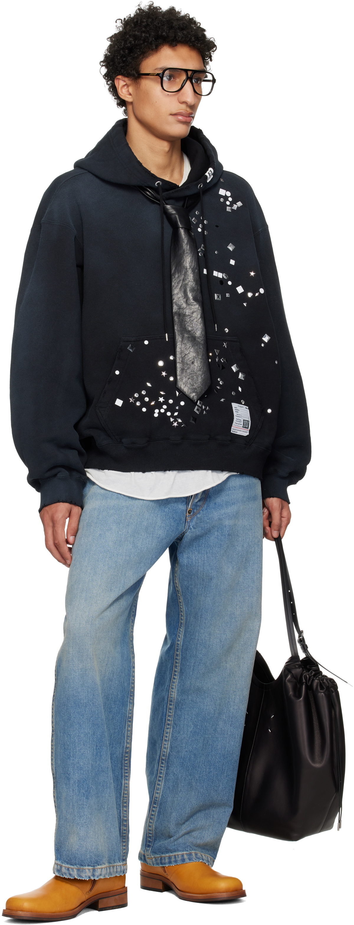 Maison MIHARA YASUHIRO Black Embellished Hoodie