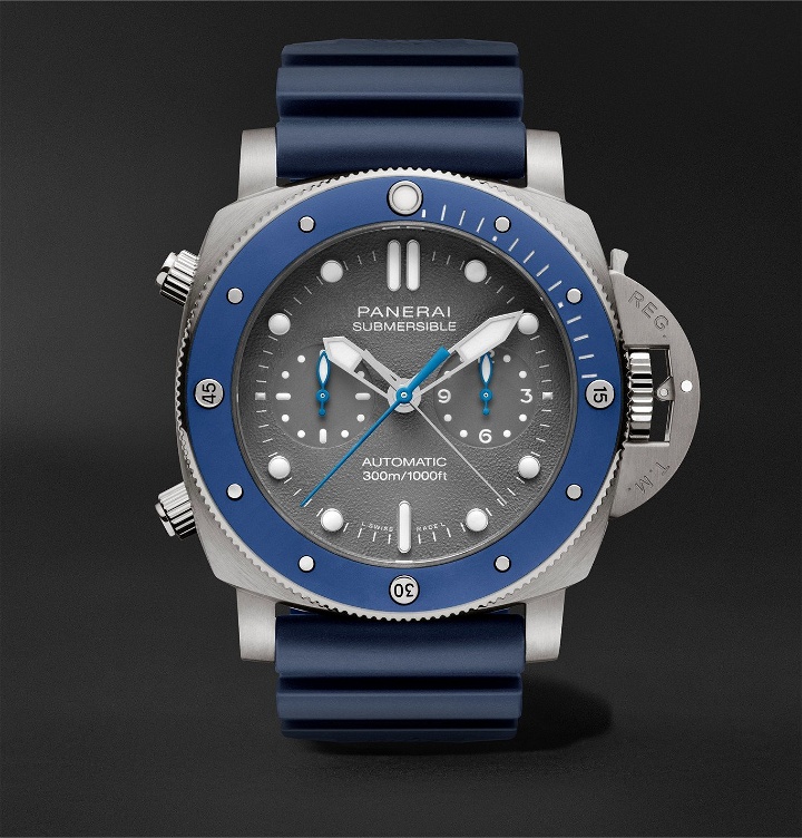 Photo: Panerai - Submersible Guillaume Néry Chronograph Automatic 47mm Titanium and Rubber Watch - Black