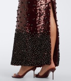 Là Fuori Sequined bustier gown