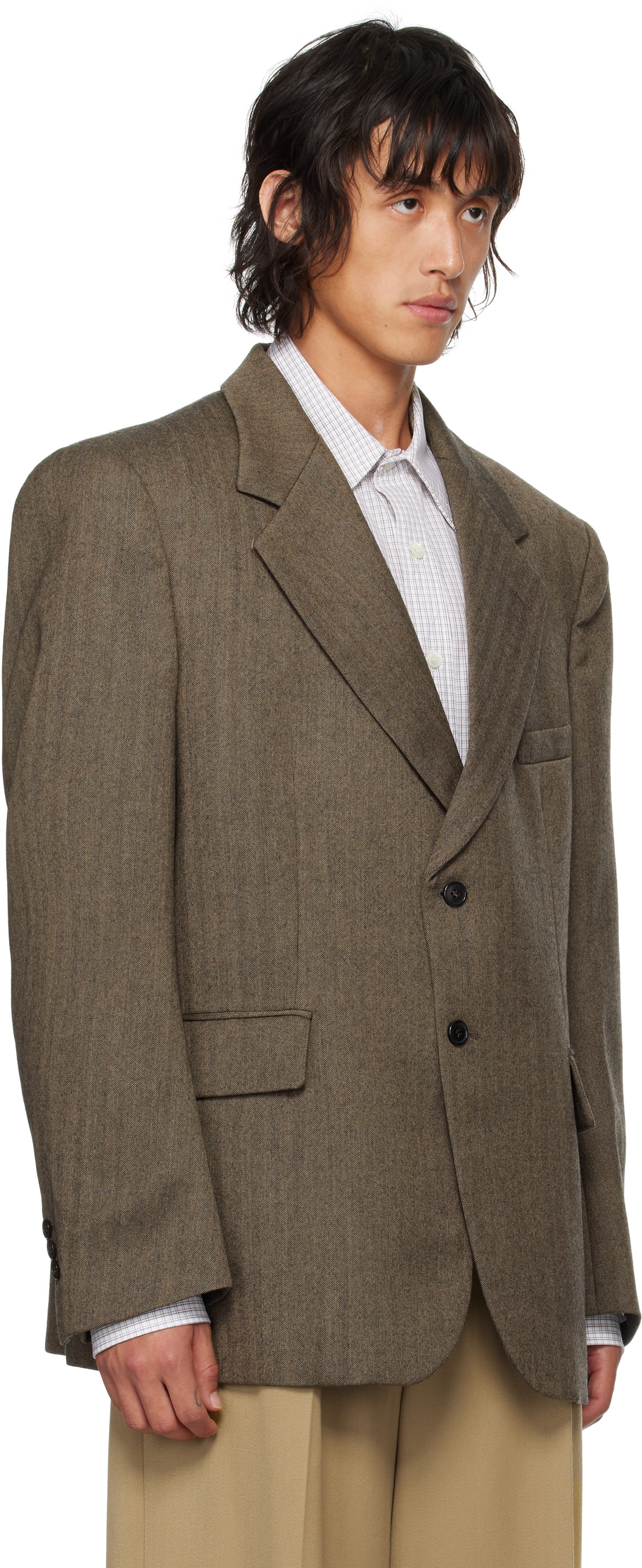 Hed Mayner Brown Herringbone Blazer