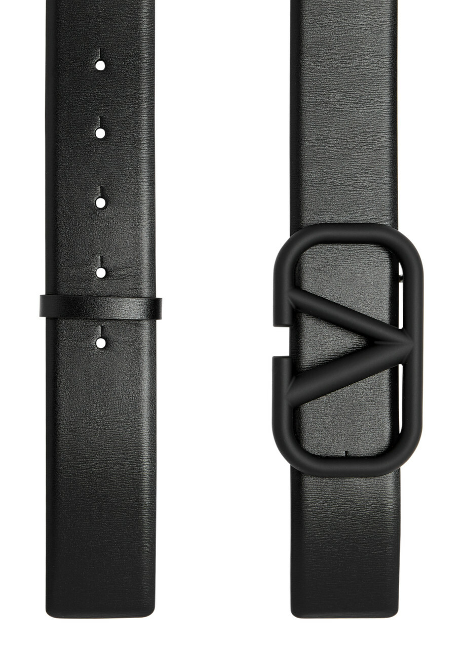 Valentino Vlogo Leather Belt Black