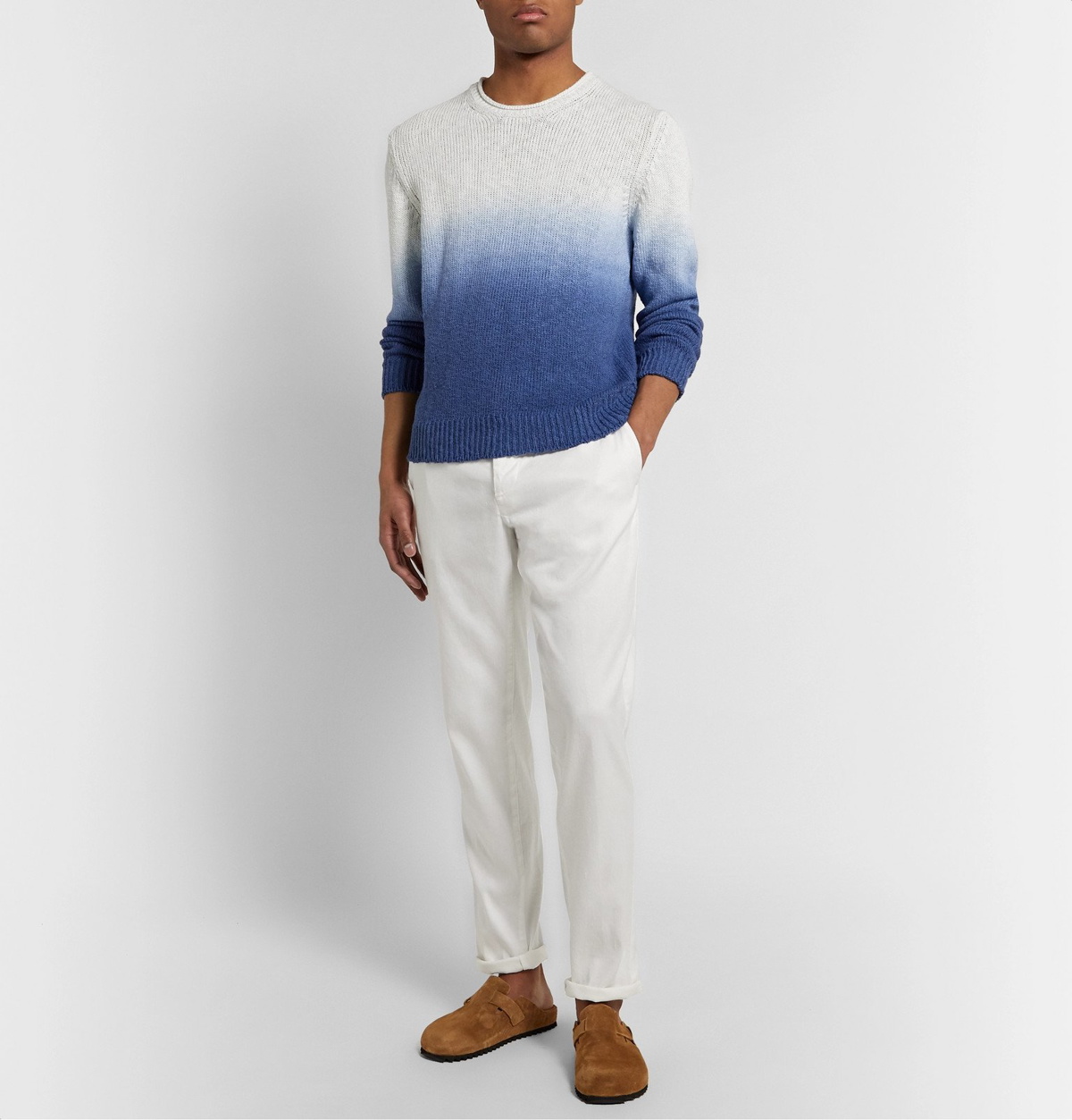 Altea - Dégradé Cotton and Linen-Blend Sweater - Blue Altea