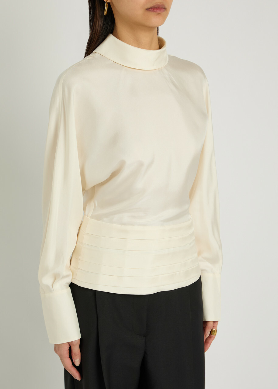 Rohe Tuxedo Reversed-collar Silk top Cream