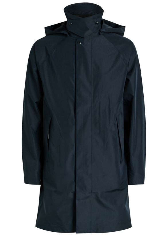 Photo: Belstaff Force Hooded Tritech Shell Coat Navy