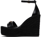 Versace Black Medusa '95 Leather Wedge Sandals