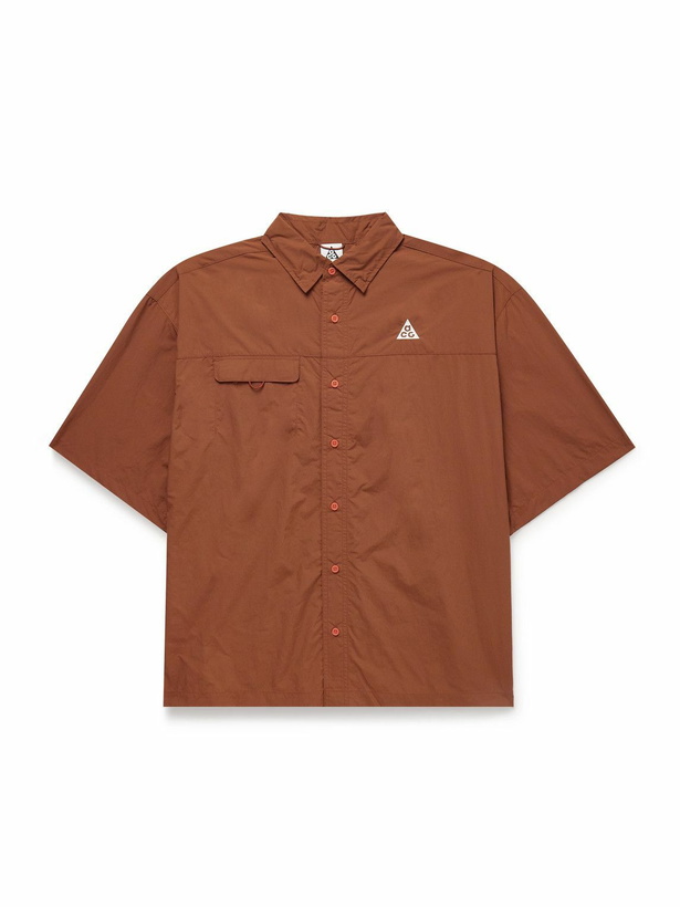 Photo: Nike - ACG Orb Weaver Oversized Logo-Embroidered Nylon Shirt - Red