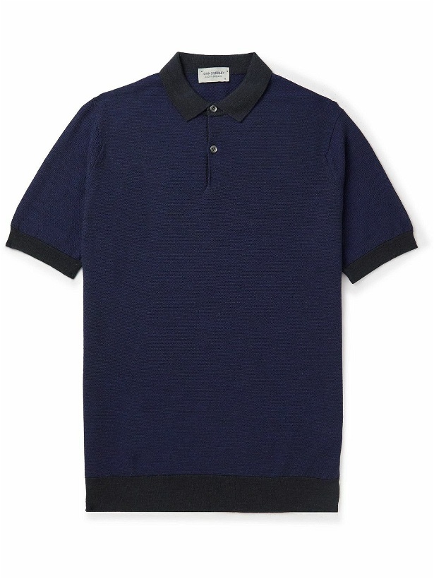 Photo: John Smedley - Slim-Fit Wool Polo Shirt - Blue