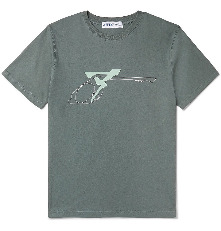 Photo: AFFIX - Logo-Print Cotton-Jersey T-Shirt - Gray
