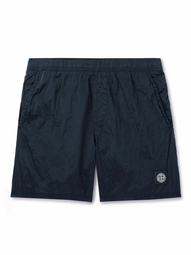 Photo: Stone Island - Logo-Appliquéd Straight-Leg Mid-Length Swim Shorts - Blue