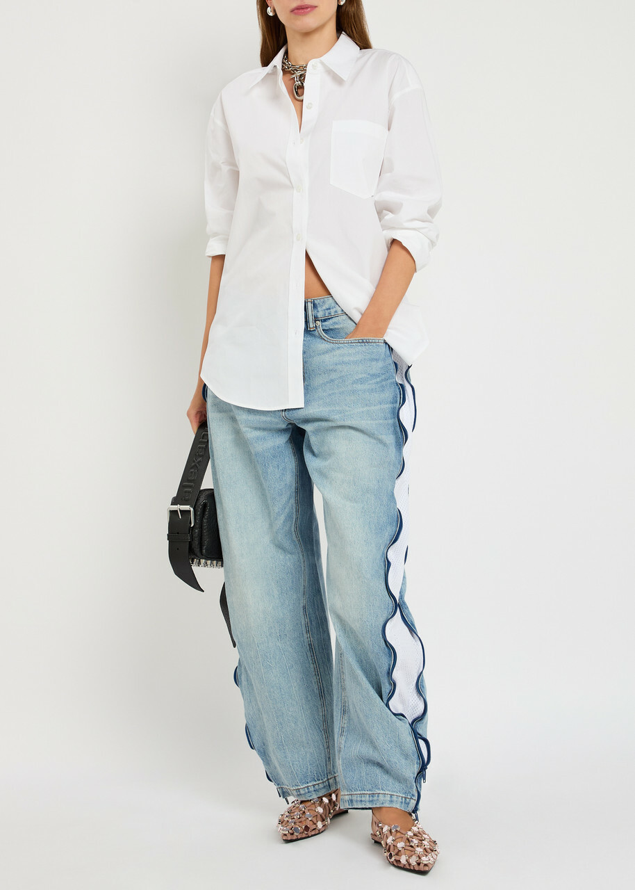 Alexanderwang.t Zip-embellished Barrel-leg Jeans Blue