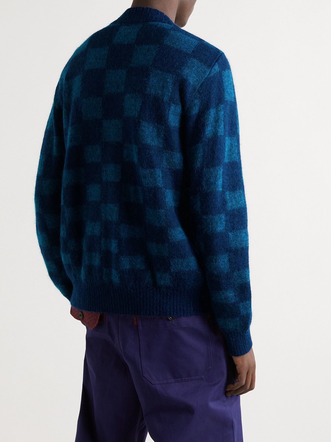 Blue Blue Japan - Checked Mohair-Blend Cardigan - Blue Blue Blue Japan