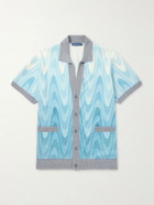 Frescobol Carioca - Romero Printed Brushed Wool and Cashmere-Blend Cardigan - Blue