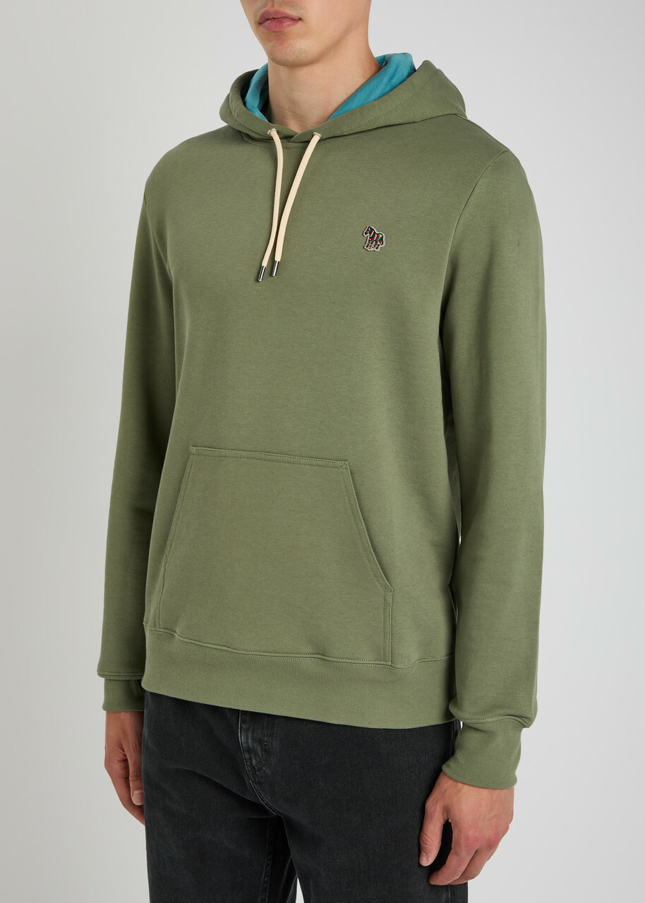PS Paul Smith Logo-appliqué Hooded Cotton Sweatshirt Khaki