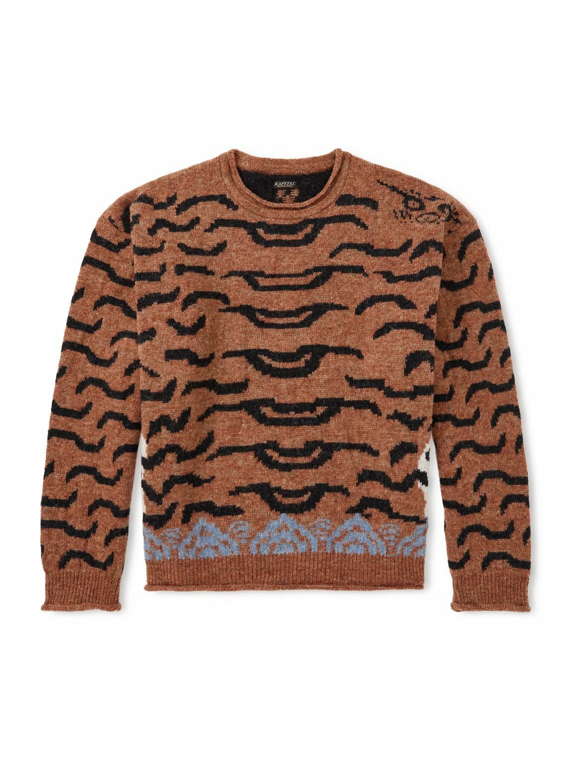 KAPITAL - Cropped Ribbed Wool Zip-Up Cardigan - Brown KAPITAL