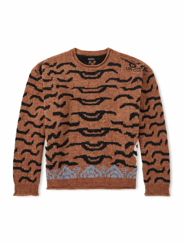 Photo: KAPITAL - Nepal Tiger Intarsia Wool-Blend Sweater - Orange