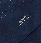 Sunspel - Polka-Dot Cotton-Blend Socks - Men - Navy
