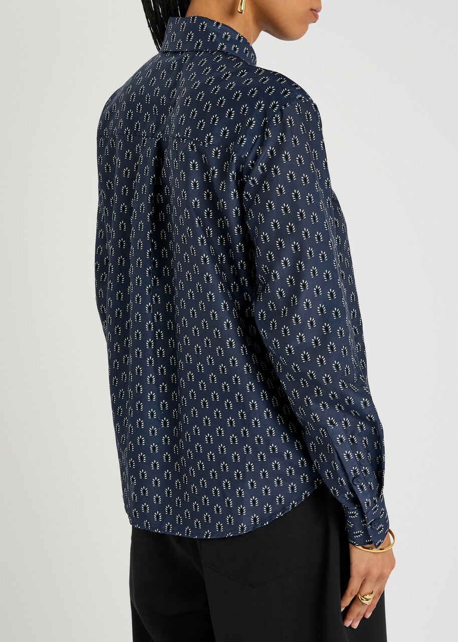 Matteau Classic Printed Cotton-blend Shirt Navy