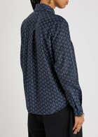 Matteau Classic Printed Cotton-blend Shirt Navy