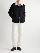 Loro Piana - Suede-Trimmed Shearling-Lined Cashmere-Blend Shirt Jacket - Blue