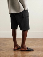 Fear of God - Straight-Leg Pleated Wool and Cotton-Blend Twill Drawstring Cargo Shorts - Black